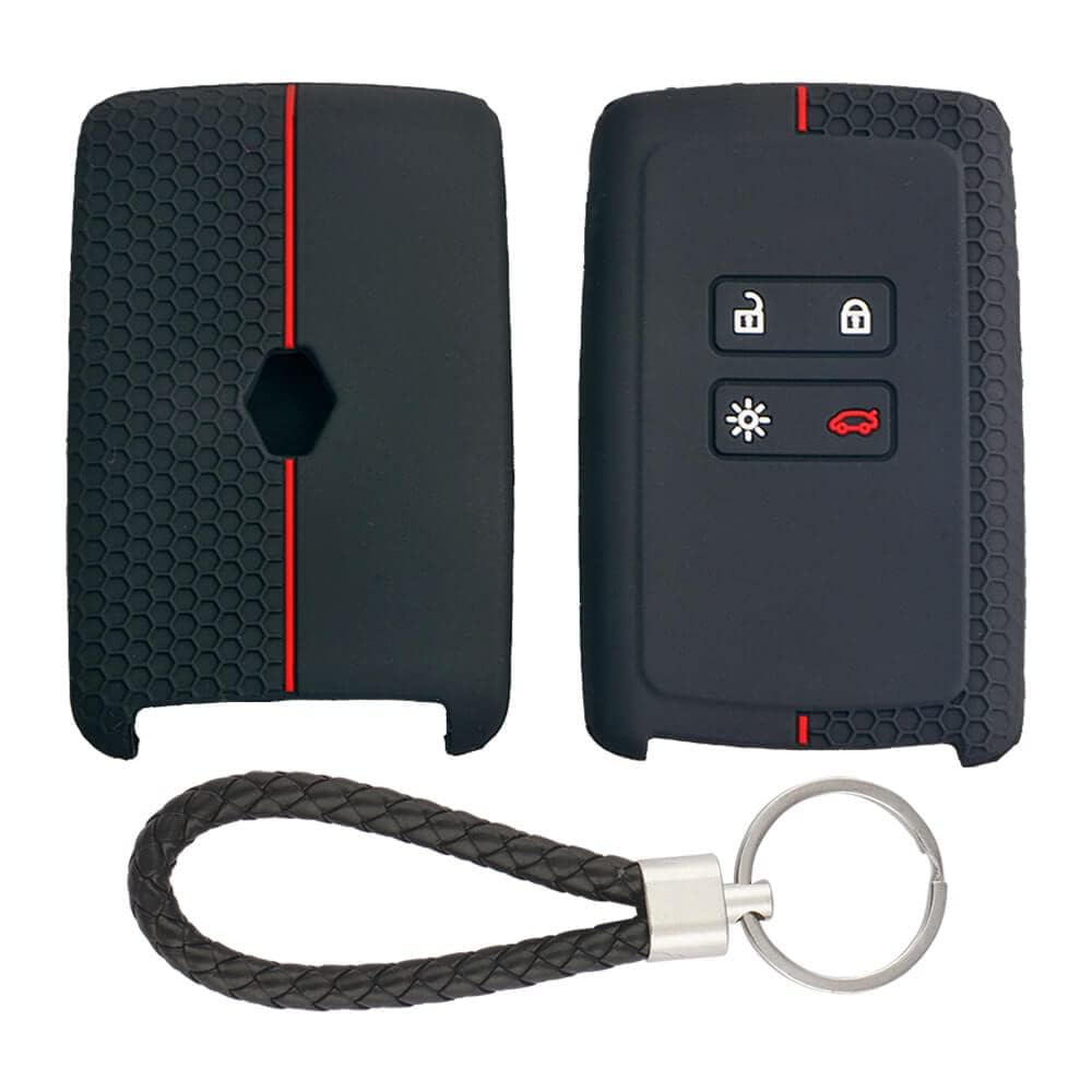 KEYKART Silicone Key Cover for Triber, Kiger Smart Card, Black with Mini Black Keyring-image-22