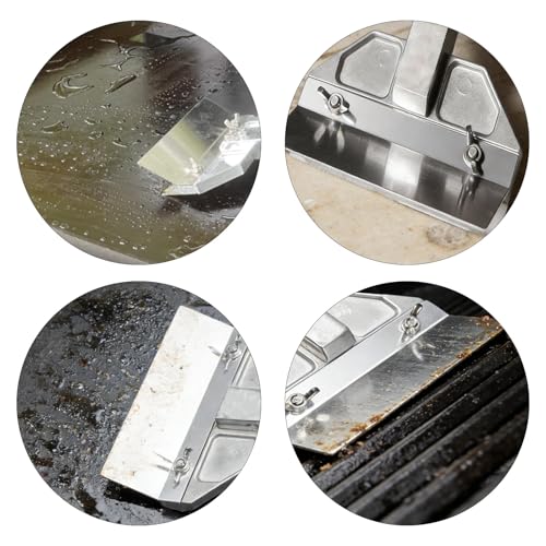 Goktvai Grillplatten Schaber Set, Inklusive 2 Ersatzklingen und 1 Prallblech Grillplatten-Reinigungsset Praktisches Grillzubehör Geeignet für die Reinigung von Außengrills