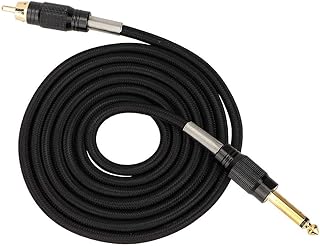 RCA Tattoo Clip Cord, 1.8m Silicone Tattoo Machines Alloy Straight RCA Connector Power Supply Line(Black)
