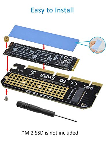 Image of Internal Solid State Drives - Compatible with samsung 960 970 evo pro wd black and more | M2 Key M and AHCI SSD to PCIe 4X 8X 16x Adapter PCB Compatible with Samsung 960 970 EVO PRO WD Black a