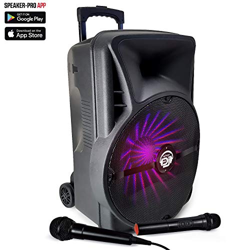 MyDJ SUBLIM15 - Enceinte sono active 15" sur batterie à LEDs RGB - USB/BLUETOOTH - Compatible APP - 700W + Micro VHF + Micro