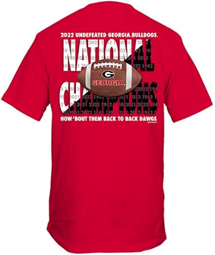 New World Graphics Collegiate Georgia UGA Bulldogs 2022 National Championship Back to Back Inderfeated Camiseta de manga corta