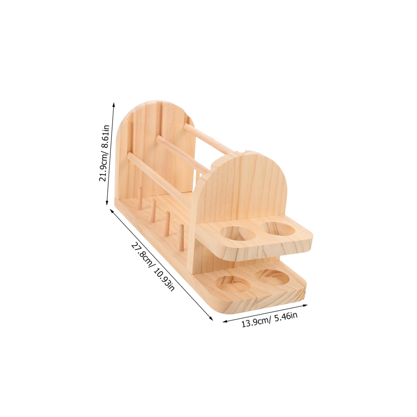 DOITOOL Estante de Hilo Portátil de Madera Dispensador de Ovillos Giratorio Doble Organizador para Ganchos de Crochet y Manualidades