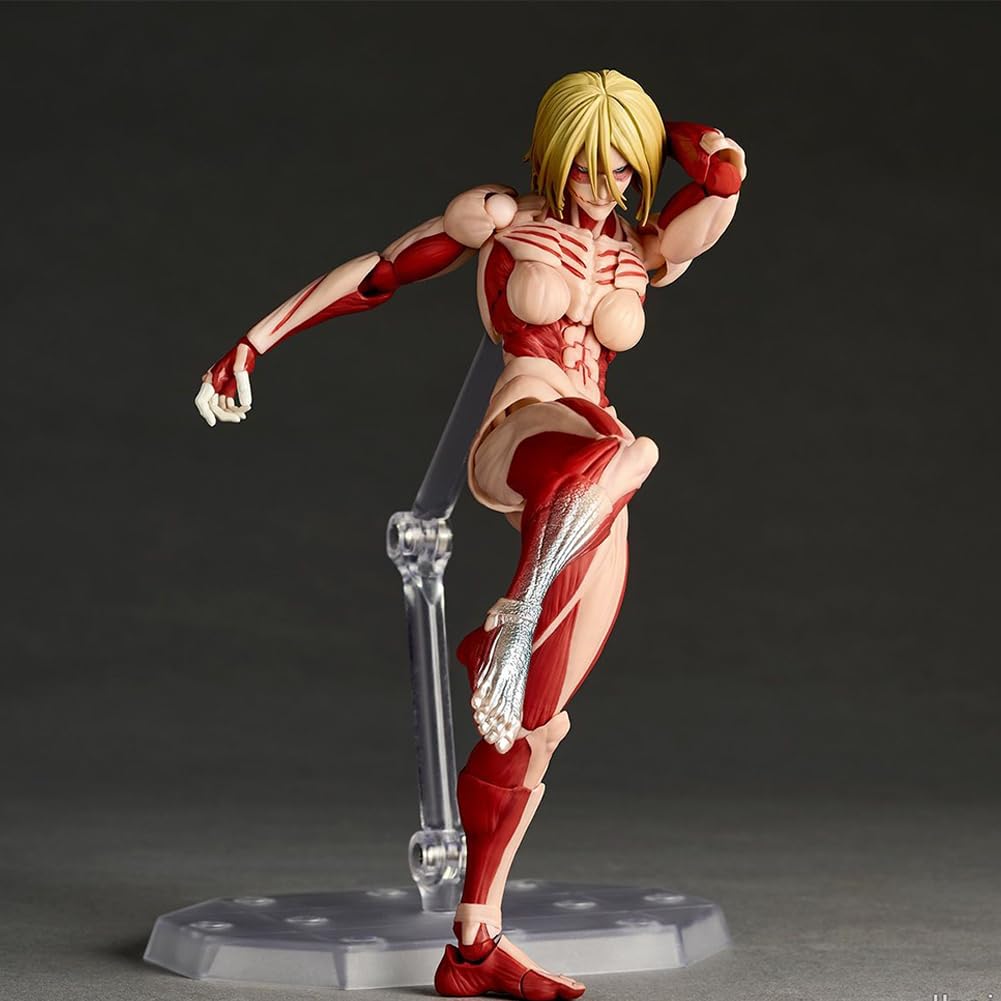 2 piezas Reiner Braun y Annie Leonhart Figura, Super Acción Estatua Pose de Lucha Titan Levi Articulaciones Movibles Modelo con Accesorios Colección Figurilla Ornamentos para Escritorio