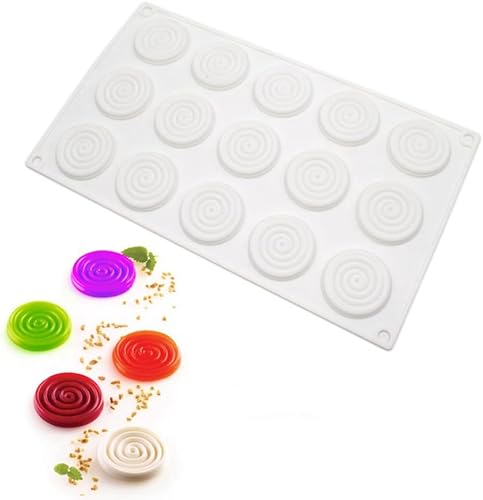 Miniatura 7 de Molde redondo de silicona para pastel en espiral, molde de 6 cavidades para dulces de gelatina (patrón en espiral C 11.64 x 6.84 x 0.4 pulgadas)