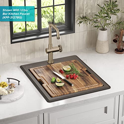 Kraus Bellucci 18-Inch Granite Composite Workstation Drop-In Top Mount Single Bowl Kitchen Bar Sink In Metallic Brown With Accessories, Kgtw12-18Mbr #TOP2