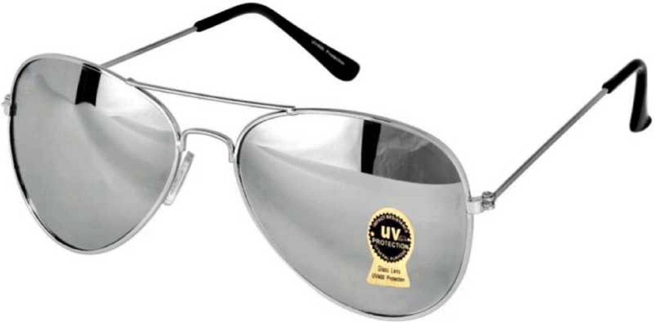 Sunwear UV-Protected Adult Stylish Metal Body Aviator Sunglass(Silver)-picture-39