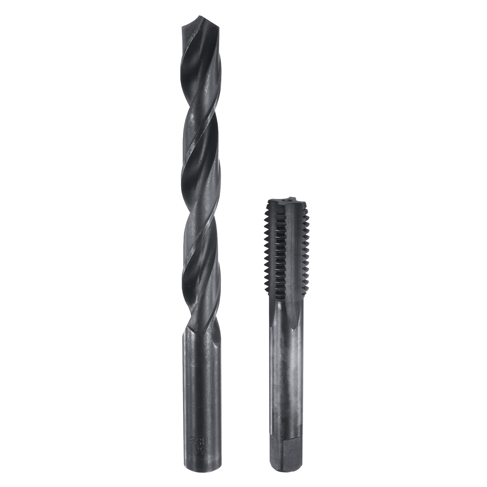 Set di maschi e punte da trapano, 1 maschio per filettatura a scanalatura dritta 5/8-11 UNC da 100 mm extra lungo e 1 punta elicoidale da 13,5 mm da 160 mm extra lunga, utensile per filettatura in o