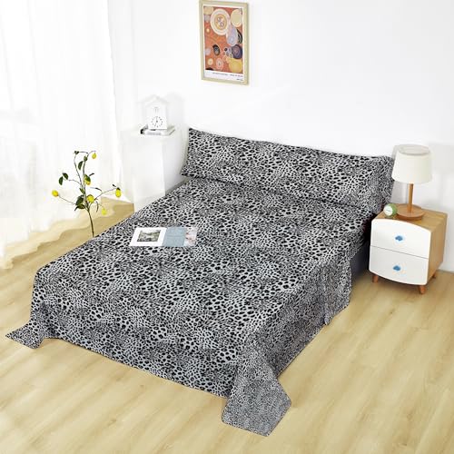 HOMEYA - Juego de sábana Cama 180cm - Juego de 4 Piezas - sábana encimera 230x260, Bajera Ajustable 180x190, 2 Fundas Almohada 45x85, Estampada