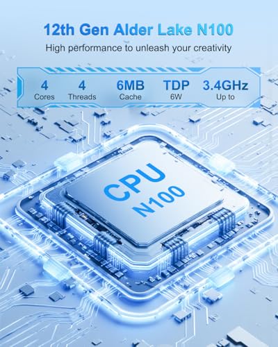 Image of FANPEEC Fanless Mini PC N100 8GB DDR4 128GB MSATA SSD, Industrial PC Win11 Pro /Linux, 4K Triple Display, 2xLAN, 4xUSB, WiFi6 BT5.2, TPM2.0, Power On Auto, Fanless Computer for Business /Home Sever