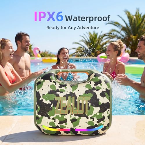 Image of ZEALOT 250W RMS /300W(Peak) Bluetooth Speaker, Portable Wireless Speaker with Loud Sound and Deep Bass, Multi-Device Pairing, IPX6 Waterproof, 5.3 BT, 40H Long Playtime for Party, Outdoor, Home (Camo)