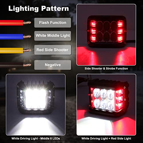 Ovotor Side Shooter Led Pod Lights With Strobe Dual Side Red Drl, 4Inch Off Road Flood Spot Driving Work Lights For Truck Atv Suv Utv 4X4 #TOP4