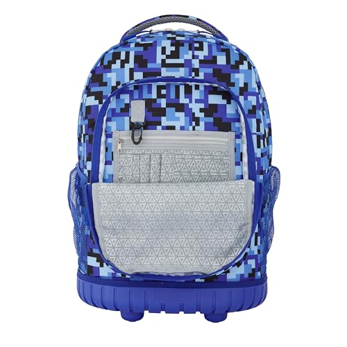 Image of Travelers Club 4 Piece Rolling Backpack Set With Accessories,Blue Pixel