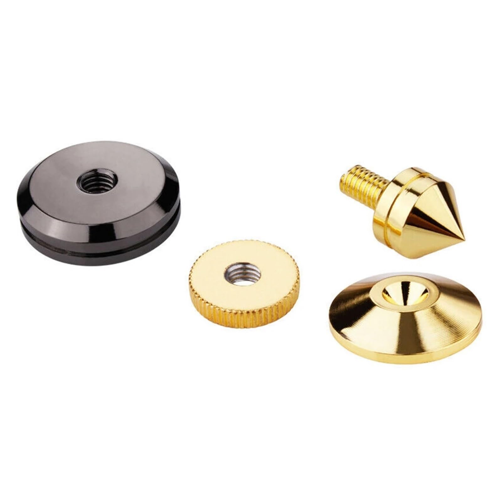 Inox SpeakerSpike 4 set di punte for altoparlanti dorate | Subwoofer CD Audio Amplificatore Isolamento Piedini di supporto Scatola altoparlante Chiodi Cono