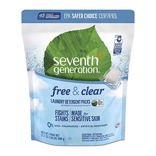 Seventh Generation Laundry Detergent Packs, Free & Clear, 45 Count, 31.7 oz