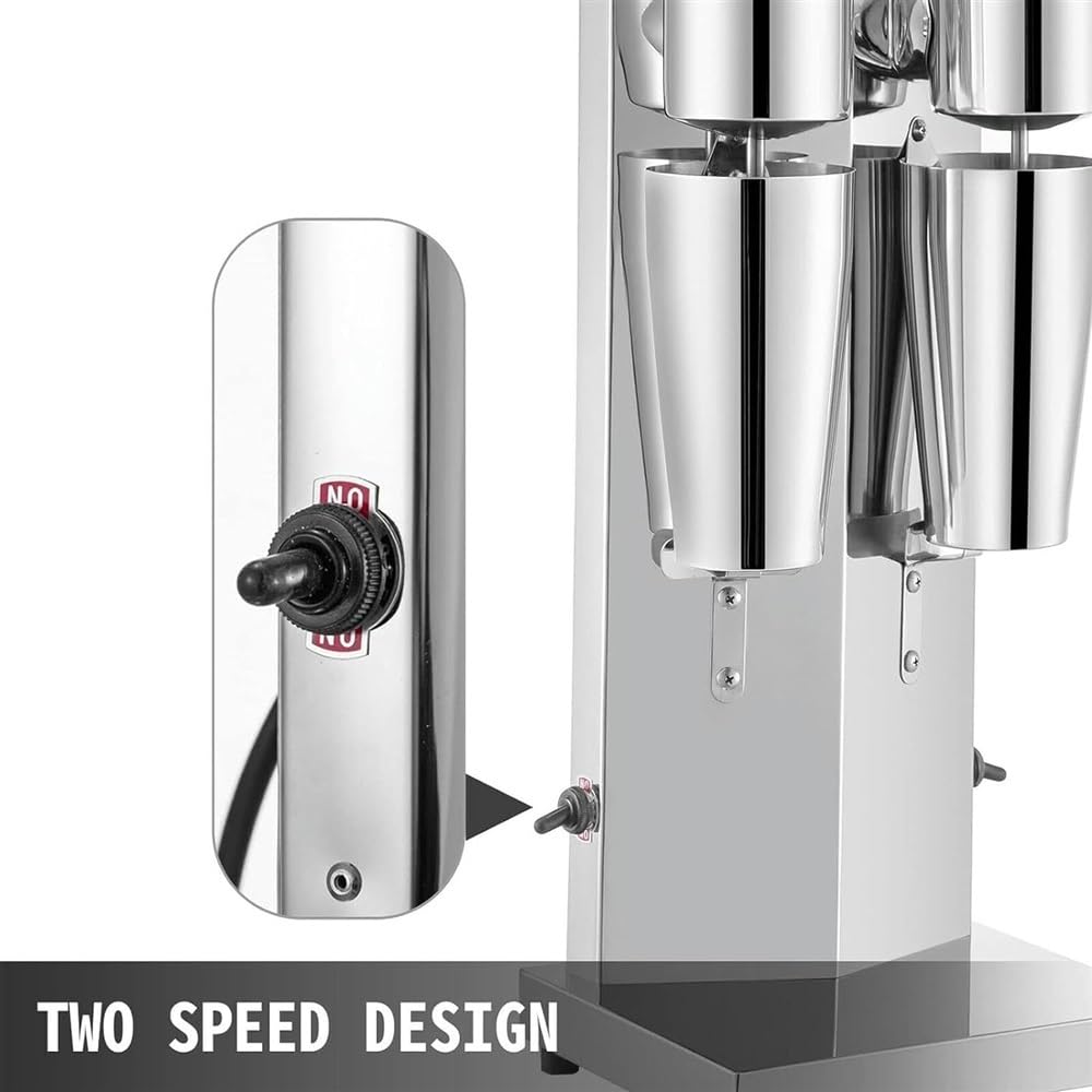 Máquina eléctrica de batido de leche, cabezales dobles de acero inoxidable, capacidad de 800 ml, mezclador de alta velocidad de 18000 RPM para bebidas, batidos, té Boba, uso comercial