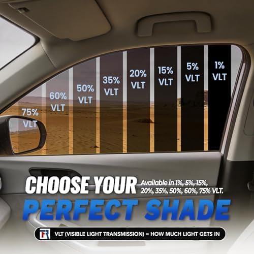 RockRose 5% Premium Carbon Car Window Tint 0.5 M X 3 M 2PLY Charcoal Privacy Film Heat, UV, and IRR Block Tint for Cars or Building Adhesive Film Easy Shrink, Plotter Friendly Pro Grade — view 4