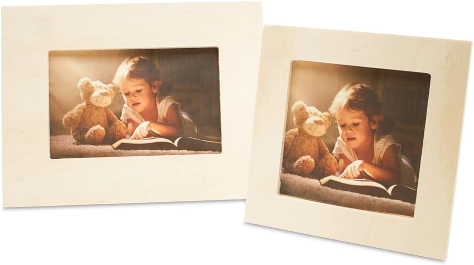 Woodpeckers Wooden Photo Frame 8-1/2 inch x 6-1/2 inch, Pack of 3 Unfinished Picture Frames to Paint for DIY Crafts and Rustic Home Decor
