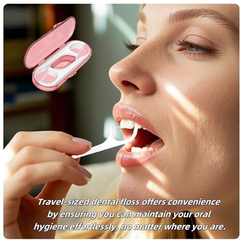 Lot de 5 étuis de voyage pour cure-dents avec 50 bâtons de cure-dents de qualité supérieure – Support pour cure-dents pour le nettoyage des dents, mini accessoires essentiels de voyage pour femmes et hommes (vert + rose) – Image 3