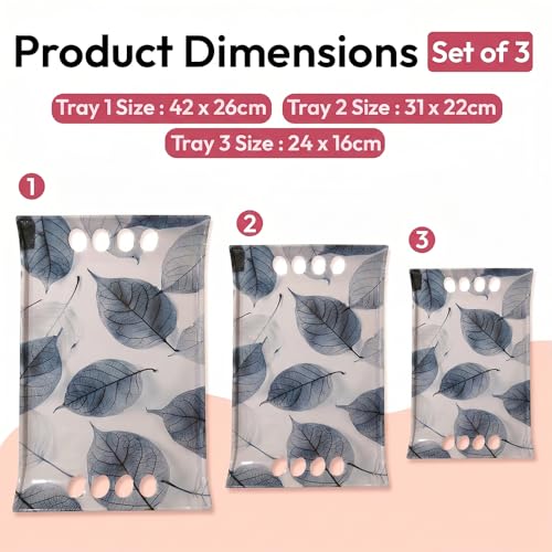 Image of U.P.C Tray Set for Serving /Serving Tray Set of 3 / Premium Printed Tray for Serving /Multi-Use Nashta Plate (Small, Medium & Large)