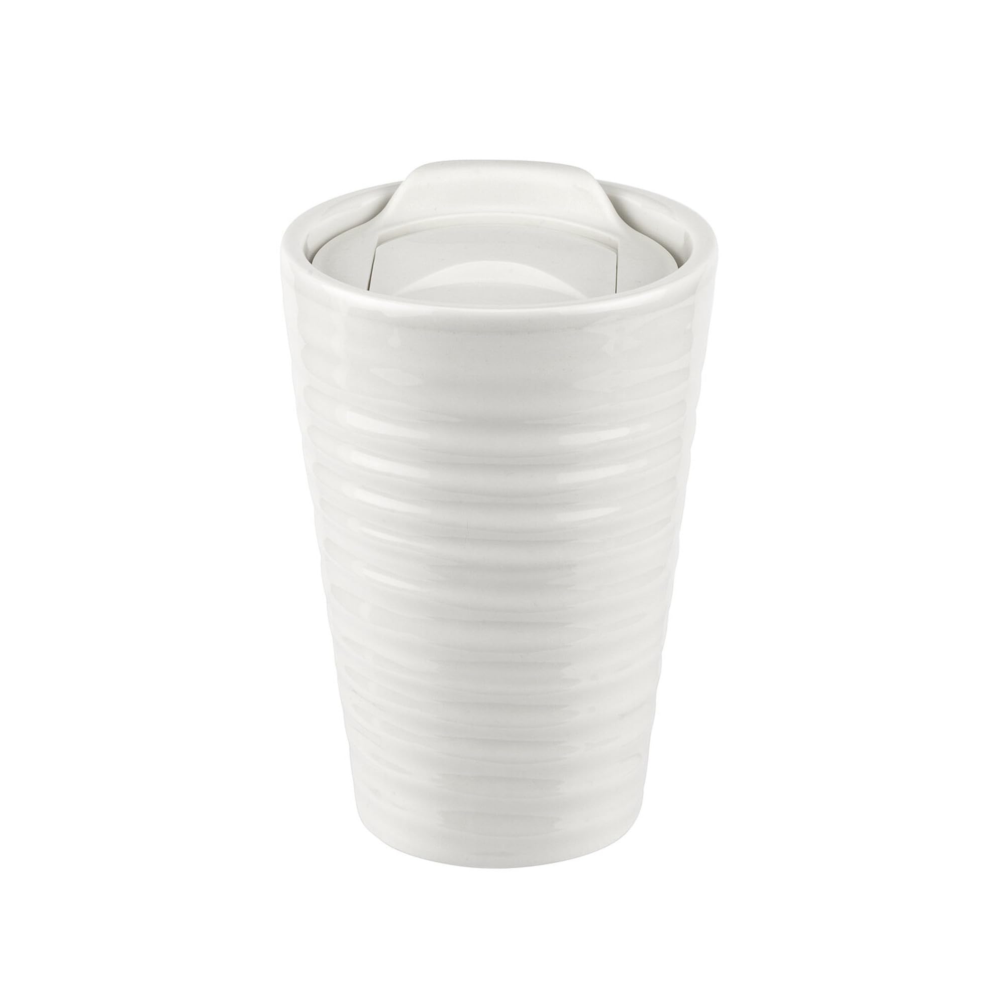 Photo 1 of Spode Portmeirion Sophie Conran White Travel Mug 8 Oz – Porcelain Reusable Coffee & Tea Cup with Silicone Lid, Dishwasher & Microwave Safe, Spill-Resistant Durable Drinkware for Hot & Cold Beverages
