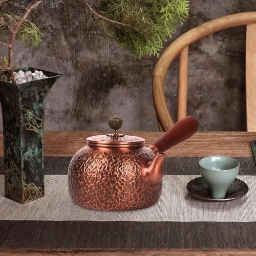 Handmade Hammered Copper Tea Kettle 600ml for Stovetop, Violet Kung Fu Teapot, Perfect Coffee & Tea Pot for Home & Restaurant Use, Elegant Water Kettle