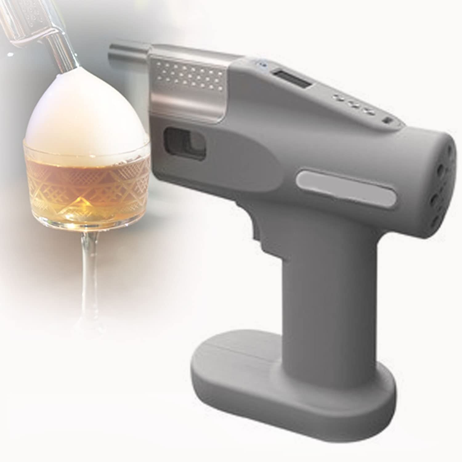 Cocktail Smoker Kit,Flavor Blaster Smoke Infuser Cold Smoke Bubble Gun for Classy Smoke, Smoking Gun Food Smoker,Infused Cocktails, Wine (Grey)