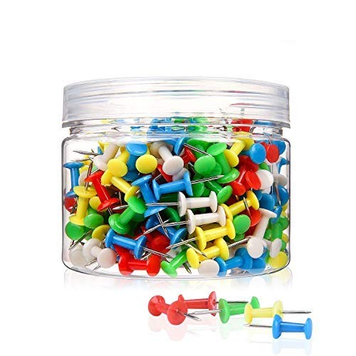 400Pcs Push Pins Colored Thumb Tacks, Multi-Color Map Thumb Tacks Plastic Marking Pins with Sharp Point for Bulletin Board, Fabric Marking, Crafts and Office Organization