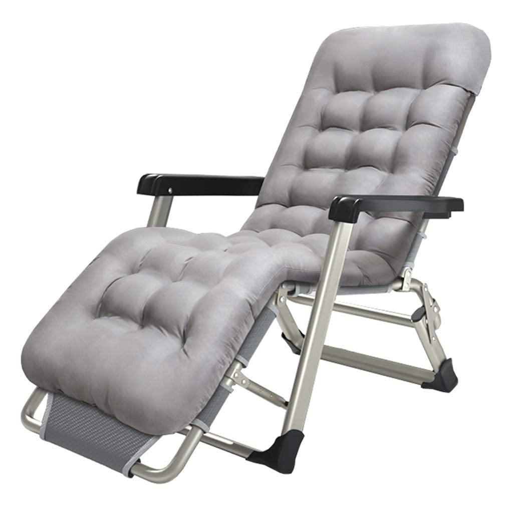 Chaise longue inclinable de jardin avec coussin gris pour terrasse et camping