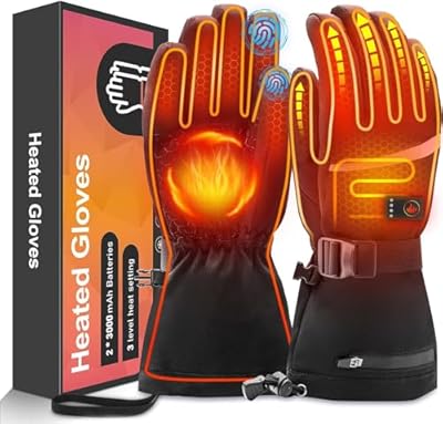 Heated Gloves for Men Women, Rechargeable Hand Warmer Gloves with Touchscreen, Waterproof Electric Heated Ski Gloves for Winter Outdoor Work Hunting Camping Snowboarding Hiking Raynaud