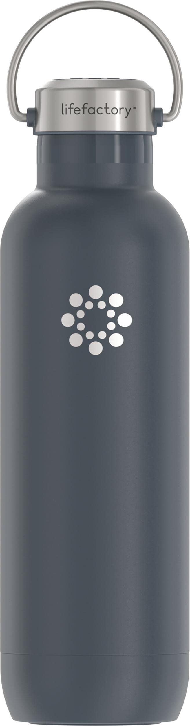 LIfeFactory Stainless Steel Vacuum-Insulated Sport Bottle, 24 Ounce, Carbon