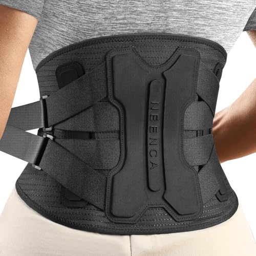 NEENCA Faja lumbar para aliviar el dolor lumbar con sistema de soporte biónico, cinturón de soporte lumbar para mujeres y hombres con almohadilla, tejido de punto 3D suave