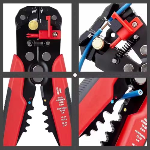Image of Self-Adjusting Wire Stripper 3-in-1 Heavy Duty Automatic Wire Stripping Tool | 10-24 AWG Wire Cutter, Cable Crimping & Electrical Wire Cutting Tool for Electricians, Technicians & DIY Use