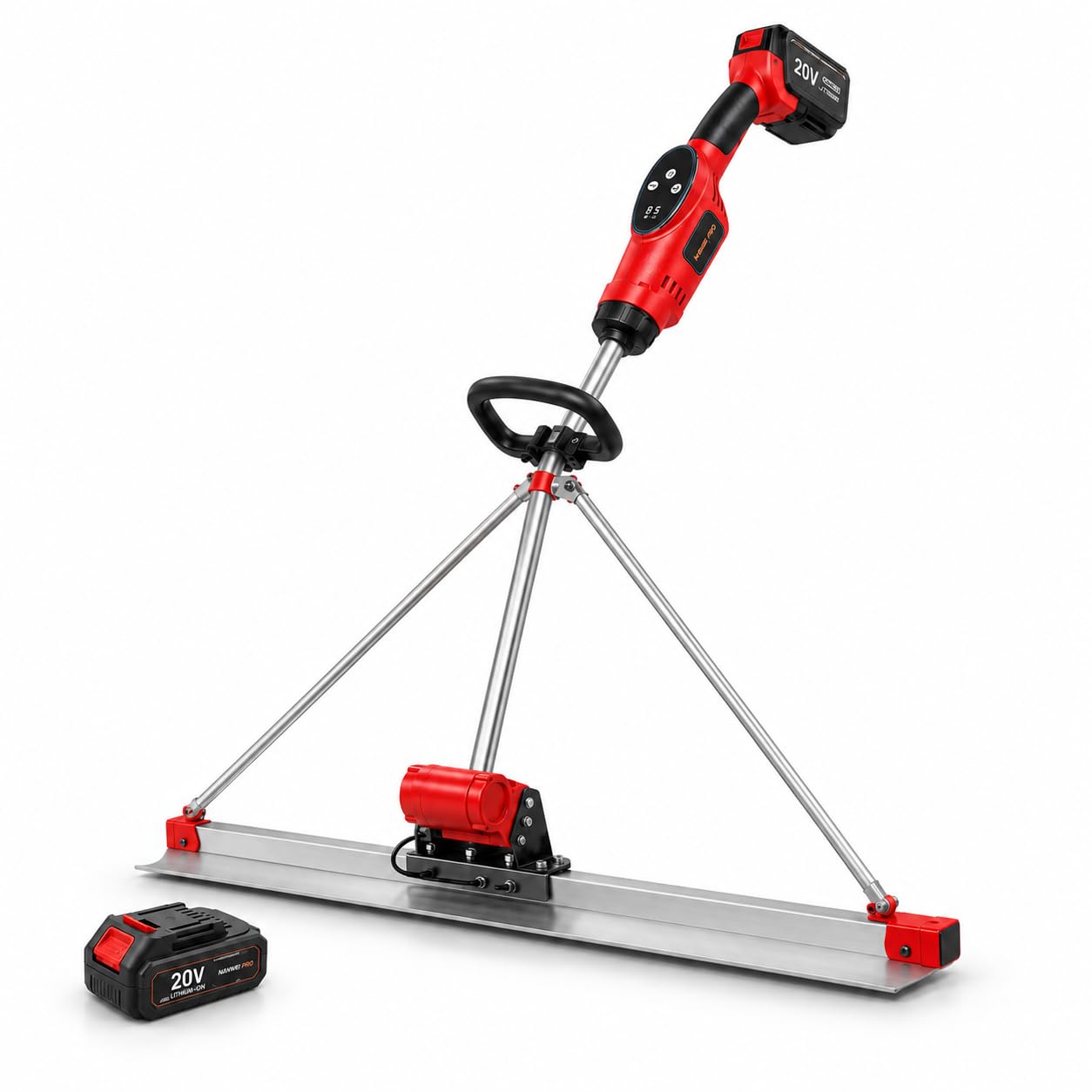 Concrete Vibrating Tool, Power Screed Concrete Finishing Vibra Tool With 5ft Stainless Steel Board, Electric Cordless Concrete Screed Vibratory Kit,For Leveling Concrete Surfaces singlebattery