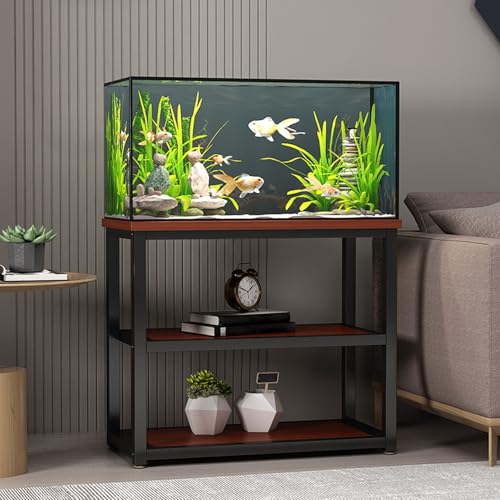 Support à plusieurs niveaux pour aquarium robuste structure rouge sur pied