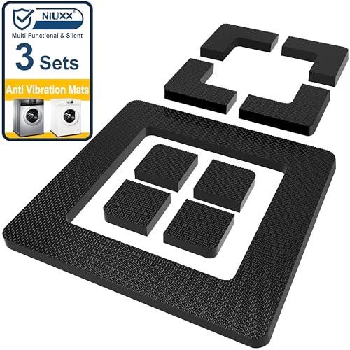 NIUXX 3 en 1 Patin Anti Vibration Lave Linge 2cm Épaisseur Tapis Anti-Vibration en EVA Socle Modulaire DIY sans Découpe Antidérapant et Stable Kit pour 3...