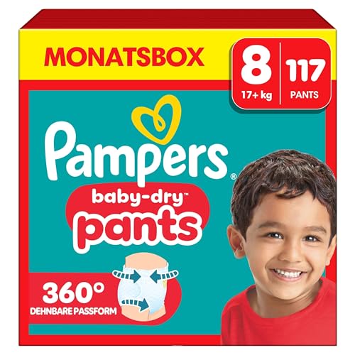 Pampers Baby-Dry Pants Größe 8, 117 Windeln, 17kg+, 360° Passform hilft,...