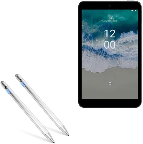 BoxWave AccuPoint Active Stylus (2 unidades), lápiz óptico electrónico con punta ultrafina, color plateado metálico