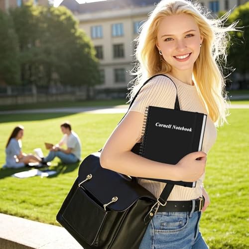 Carnet de notes Cornell A4 à spirales avec pages lignées grand format noir