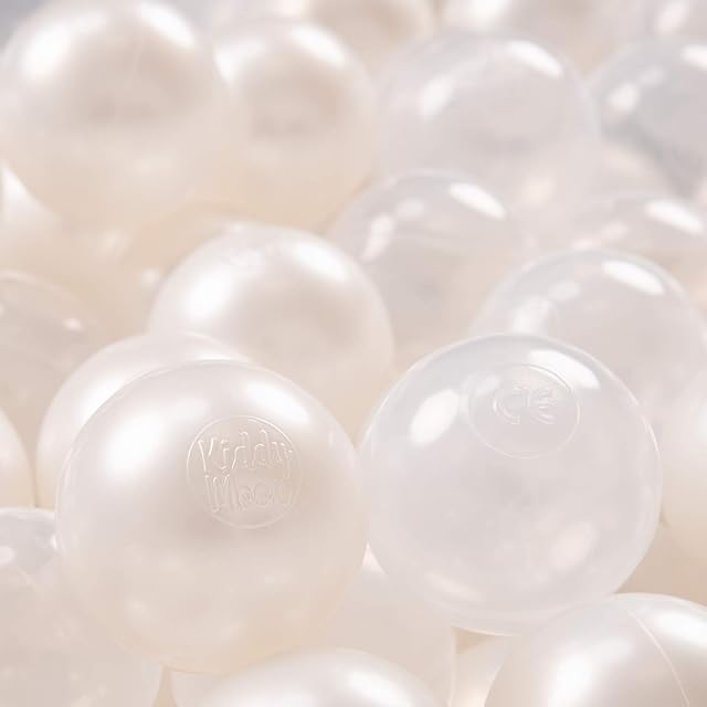 KiddyMoon 300 Bolas/7Cm Bolas Colores De Plástico para Piscina para Niños, Perla/Transparente