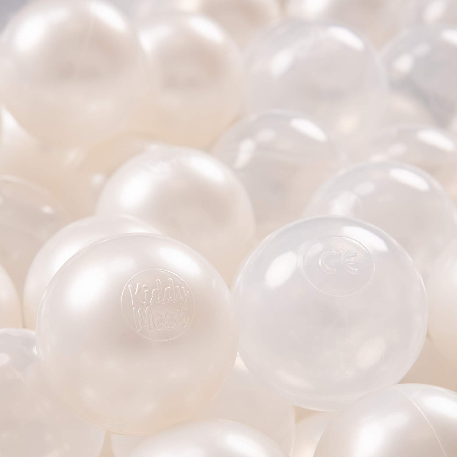 KiddyMoon Soft Plastic Play Balls 300 Balls/7Cm-2.75In Multi-Colour Made In EU, Pearl/Transparent โ image 1