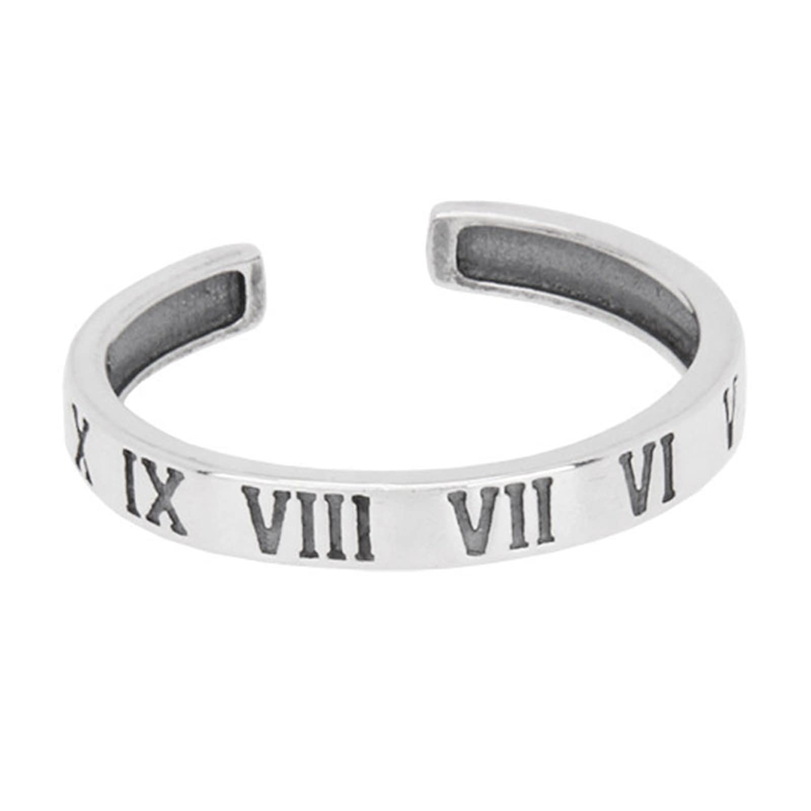 S925 Sterling Silver Roman Numeral Ring for Men And Women, Gothic Retro Roman Numeral Ring,Silver,10