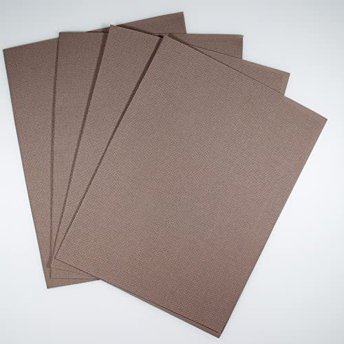 Image of KCS 4 pc of 12 inch x 18 inch 14CT Counted Cotton Aida Cloth Cross Stitch Fabric (Beige Brown)
