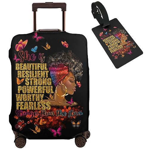 Image of Travel Suitcase Protector African American Girl Elastic Protective Washable Luggage Cover With Concealed Zipper Suitable For 18-32 Inch, Color-3-7, XL (for 29--32 inch luggage), Vibrant