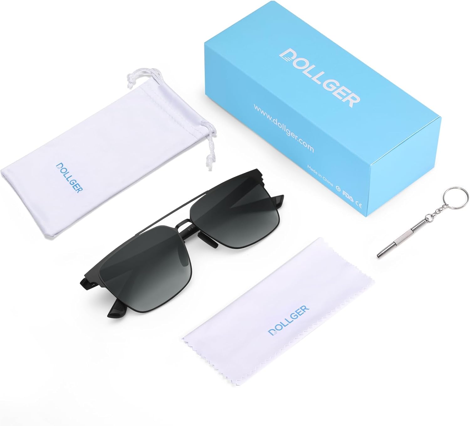 Dollger DG496-2025 Men's Polarized Square Sunglasses UV400 Protection, Metal Frame Nylon Lenses Stylish Anti-Glare（Black to Gray） - Image 5