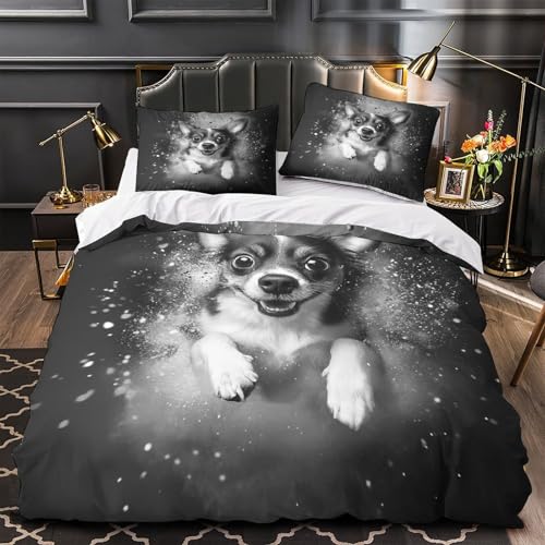 Parure de lit double poulet rustique imprimé 3D avec fermeture éclair - 2