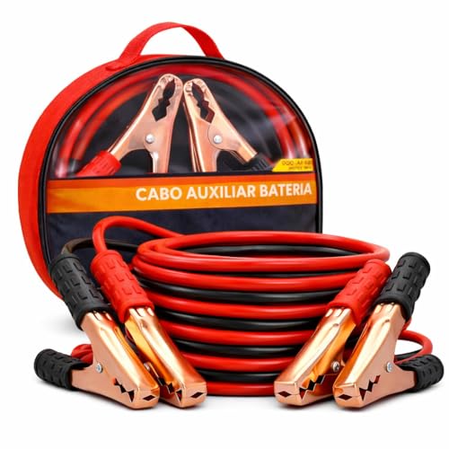 Cabo de Bateria 10mm Chupeta Automotivo 800 Amperes Cabo de 2,5 Metros Com Garras Em Aço Cobreado Fio com Bolsa de Transporte transferência de energia Carro Moto e Caminhão Premium