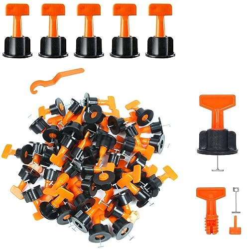 TenKeAuto Kit de sistema de nivelación de azulejos, paquete de 200 herramientas de instalación de azulejos reutilizables tipo T para instalación de piedra de cerámica (200 clips niveladores)