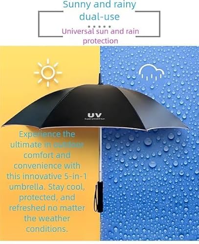3 In 1 Umbrella With Fan,Portable Misting Fan Umbrella With UV Protection,Misting Summer Sunshade for for Outdoor,Beach,BBQ,Fishing,Golfing,Patio,and Festivals (Green)