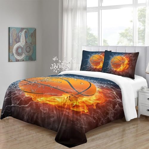 Housse couette basket 3D microfibre sans pli parure lit 220x240